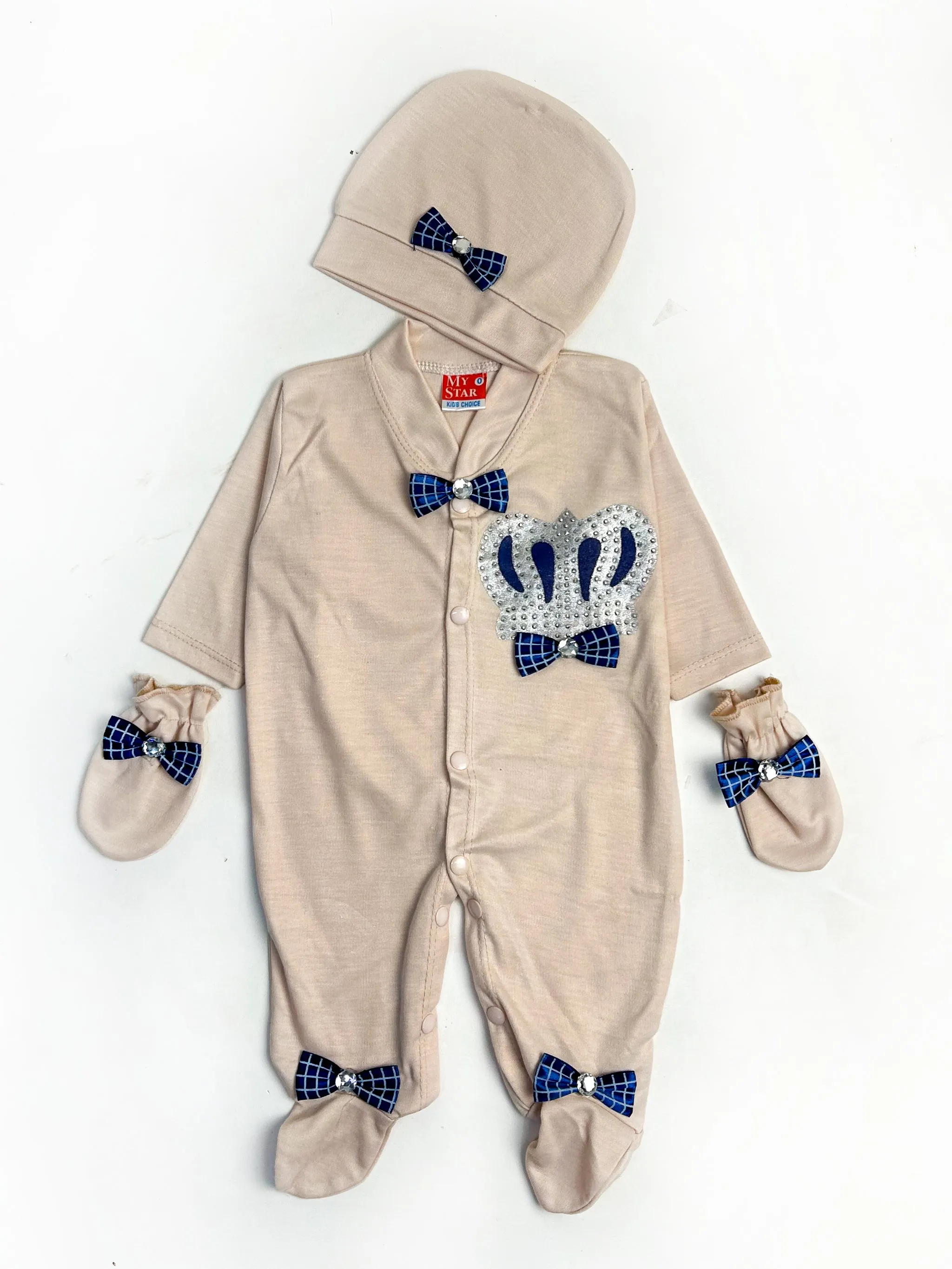 0Mth - 3Mth Beige Bow 3Pcs Gift Set For Newborn NBGS85