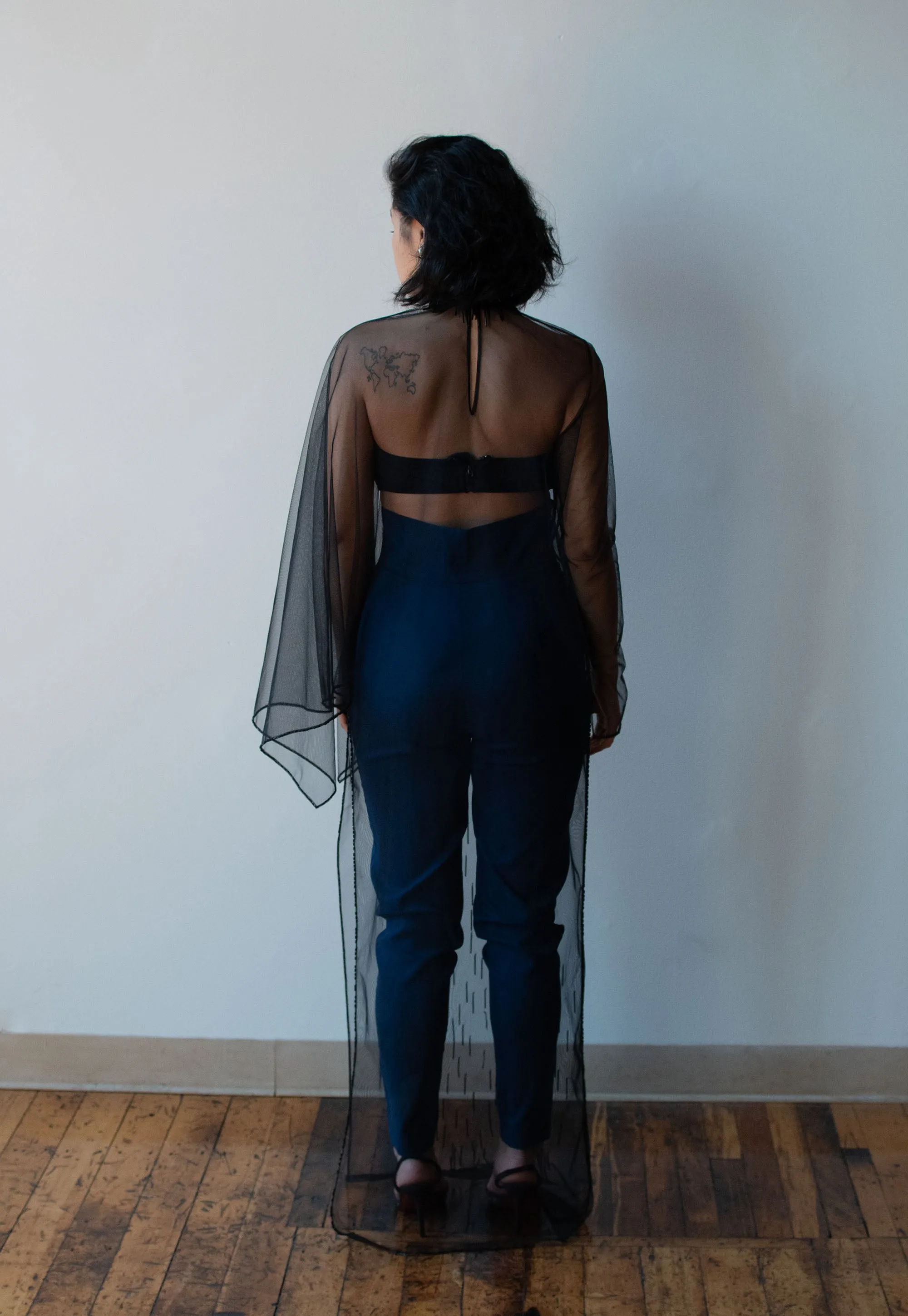 1990s Sheer Black Dress