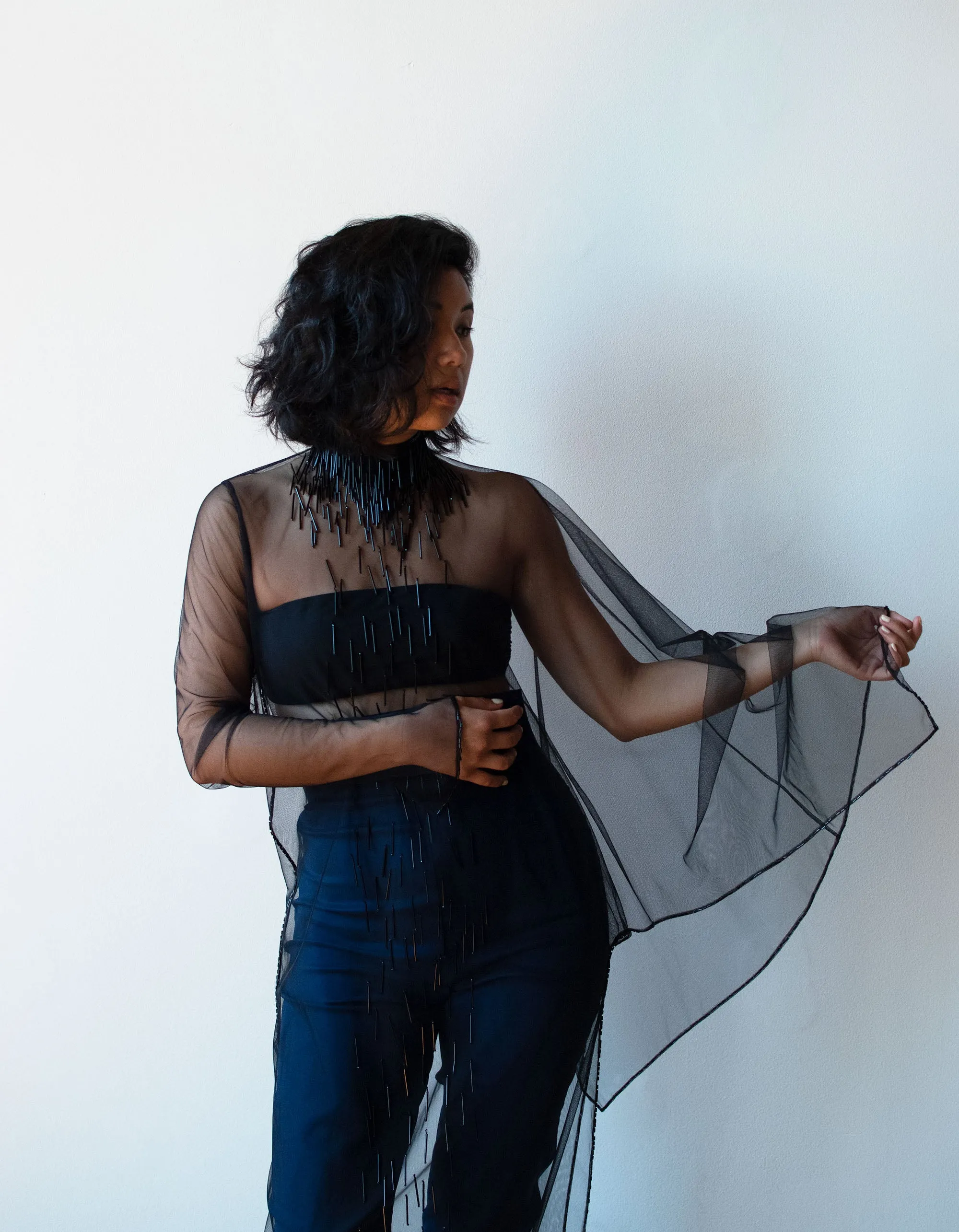 1990s Sheer Black Dress