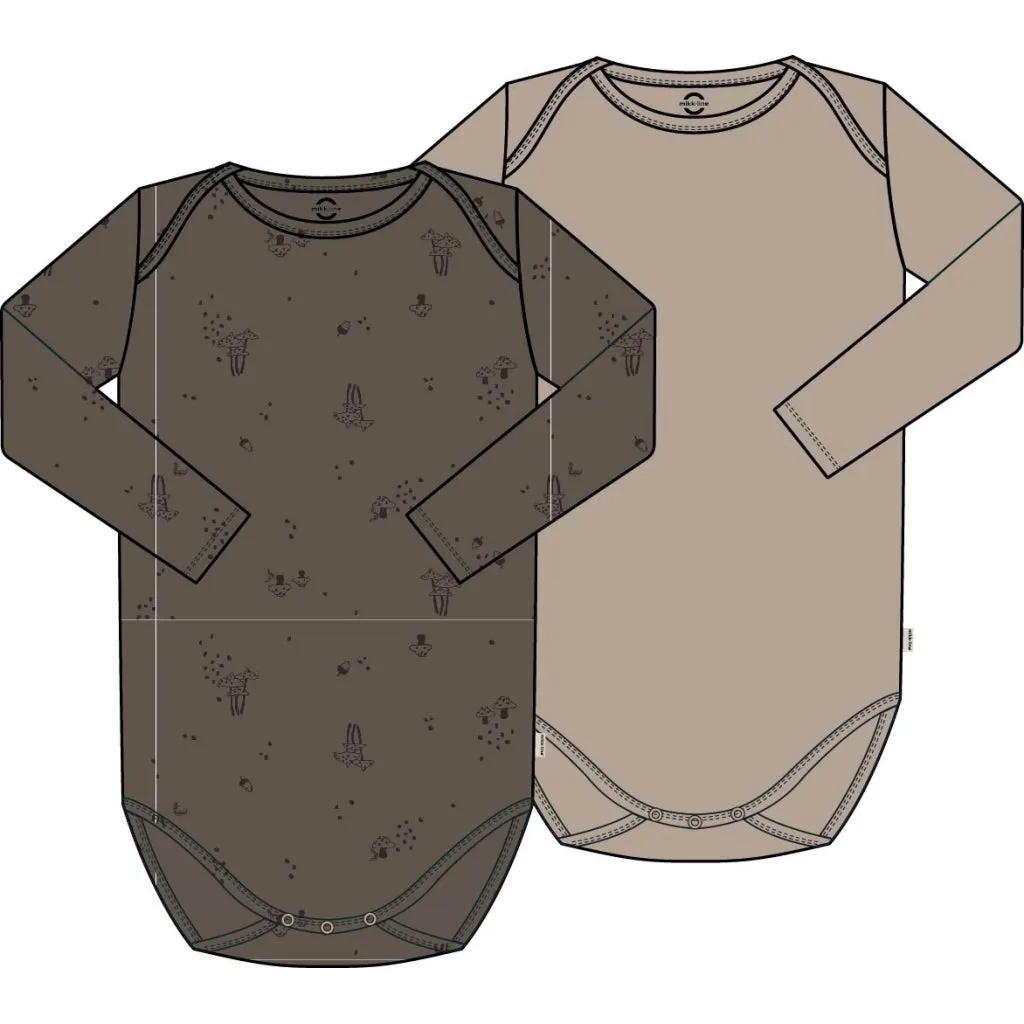 2-Pack Bodysuit Long Sleeves - Chocolate Chip