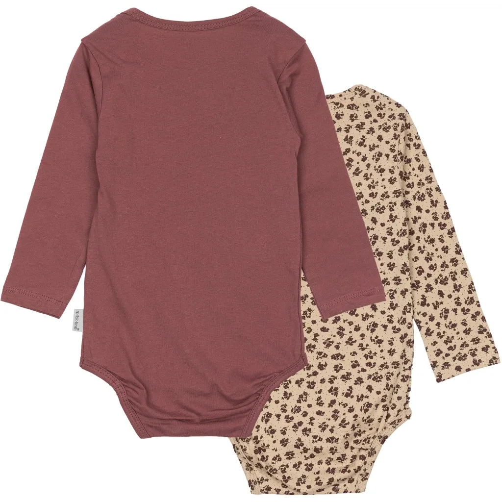 2-Pack Bodysuit Long Sleeves - Rose Brown