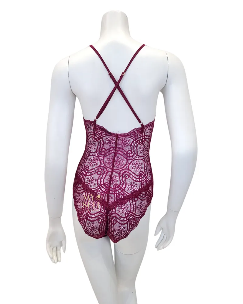 3827 Cranberry Lace & Modal Bodysuit