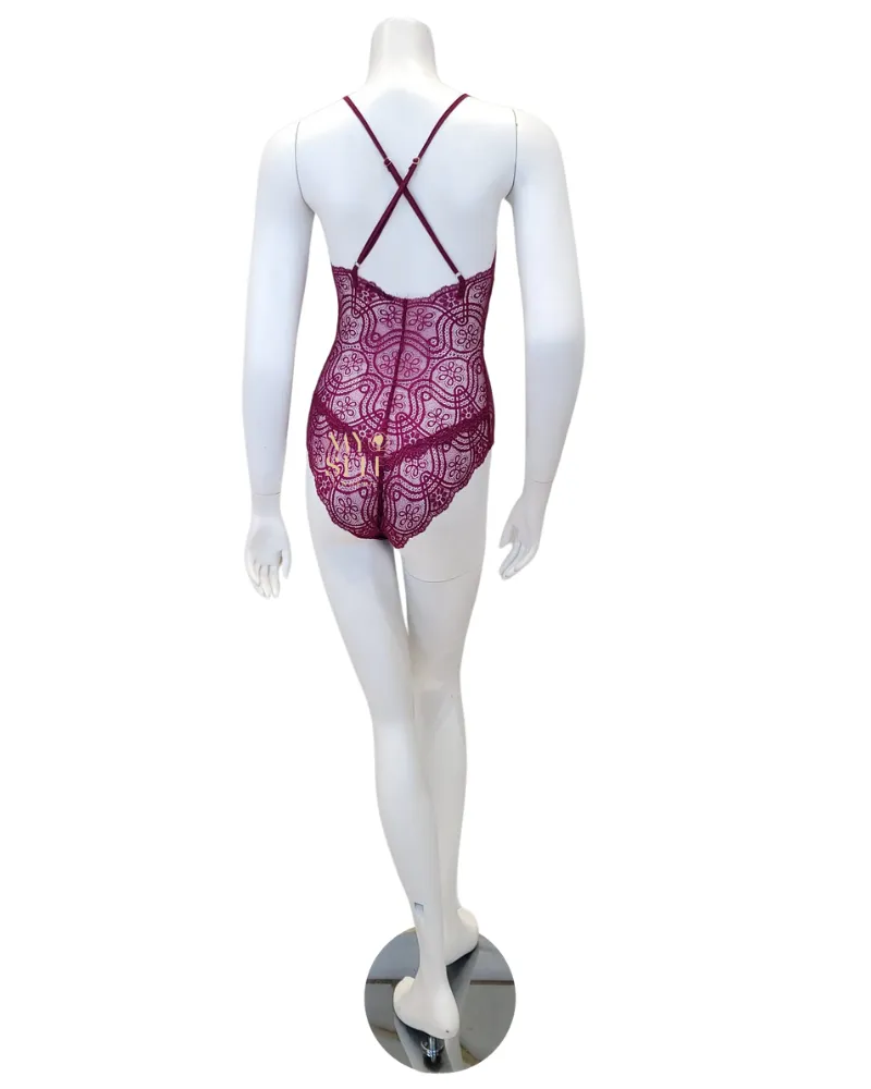 3827 Cranberry Lace & Modal Bodysuit