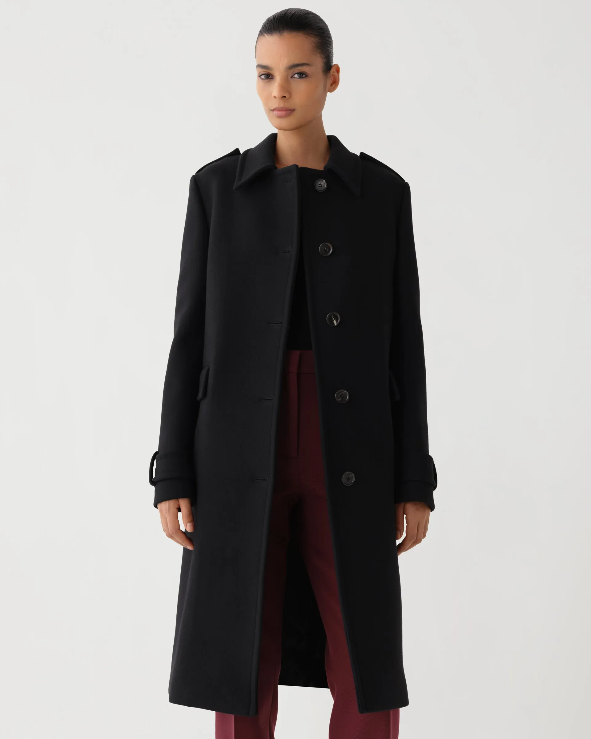 Alex Coat in Melton Wool, Black