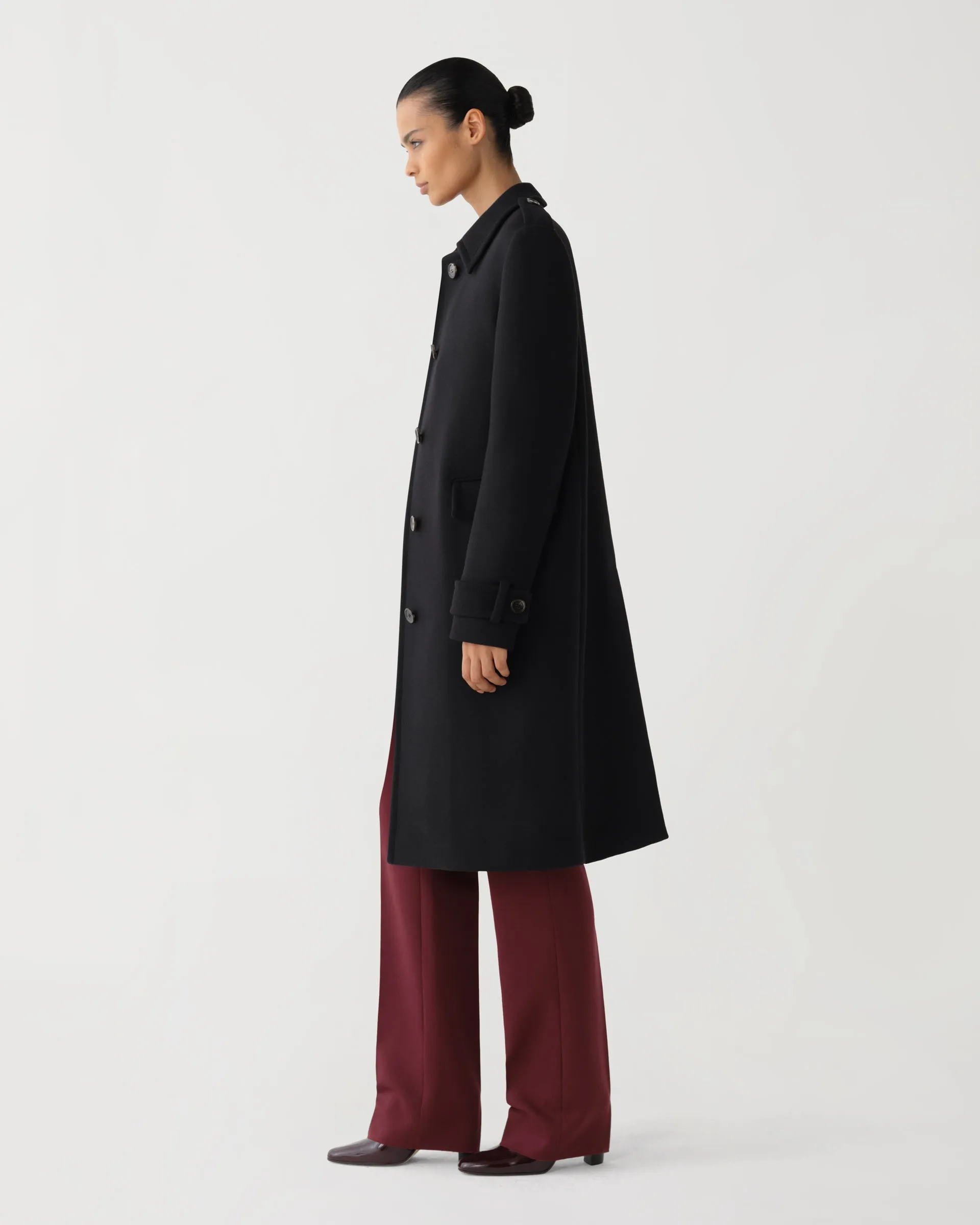 Alex Coat in Melton Wool, Black