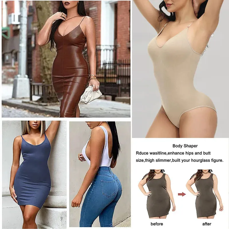 Angela V Neck Spaghetti Strap Bodysuits