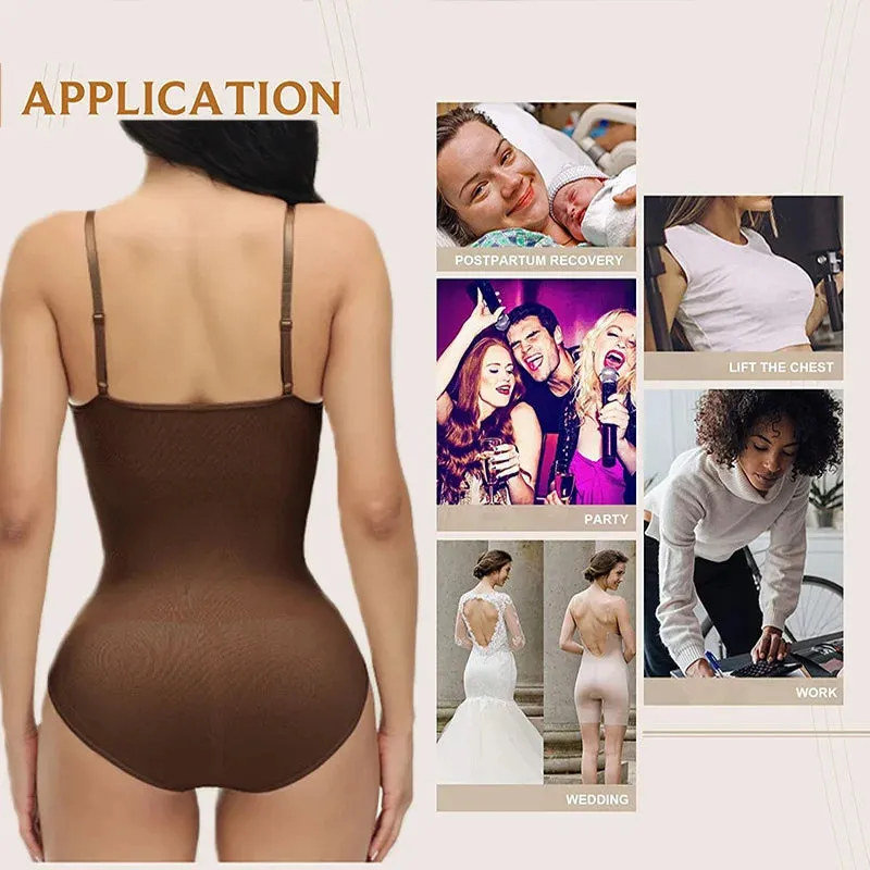Angela V Neck Spaghetti Strap Bodysuits