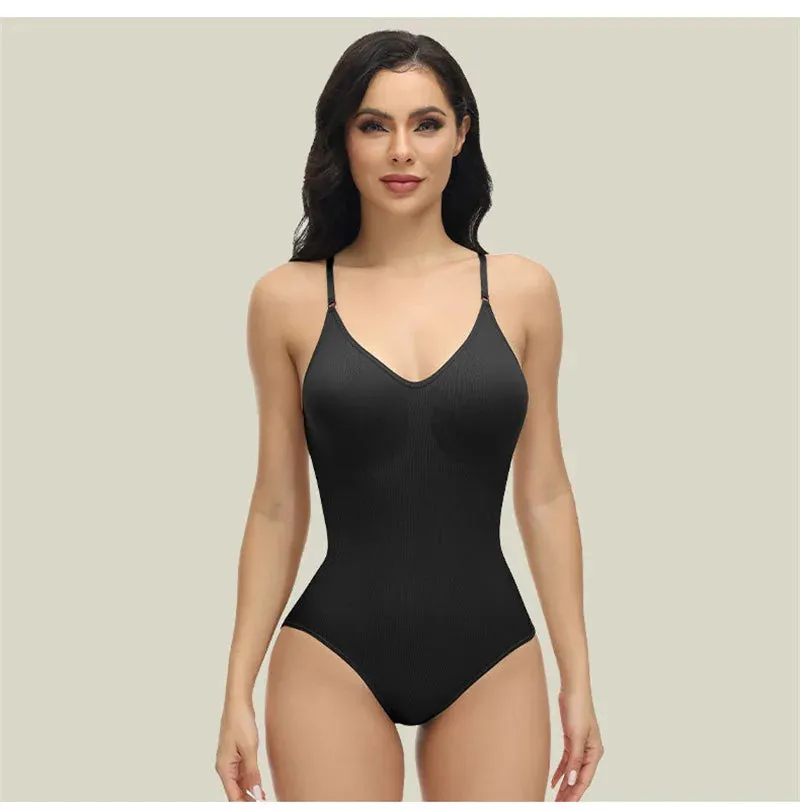 Angela V Neck Spaghetti Strap Bodysuits