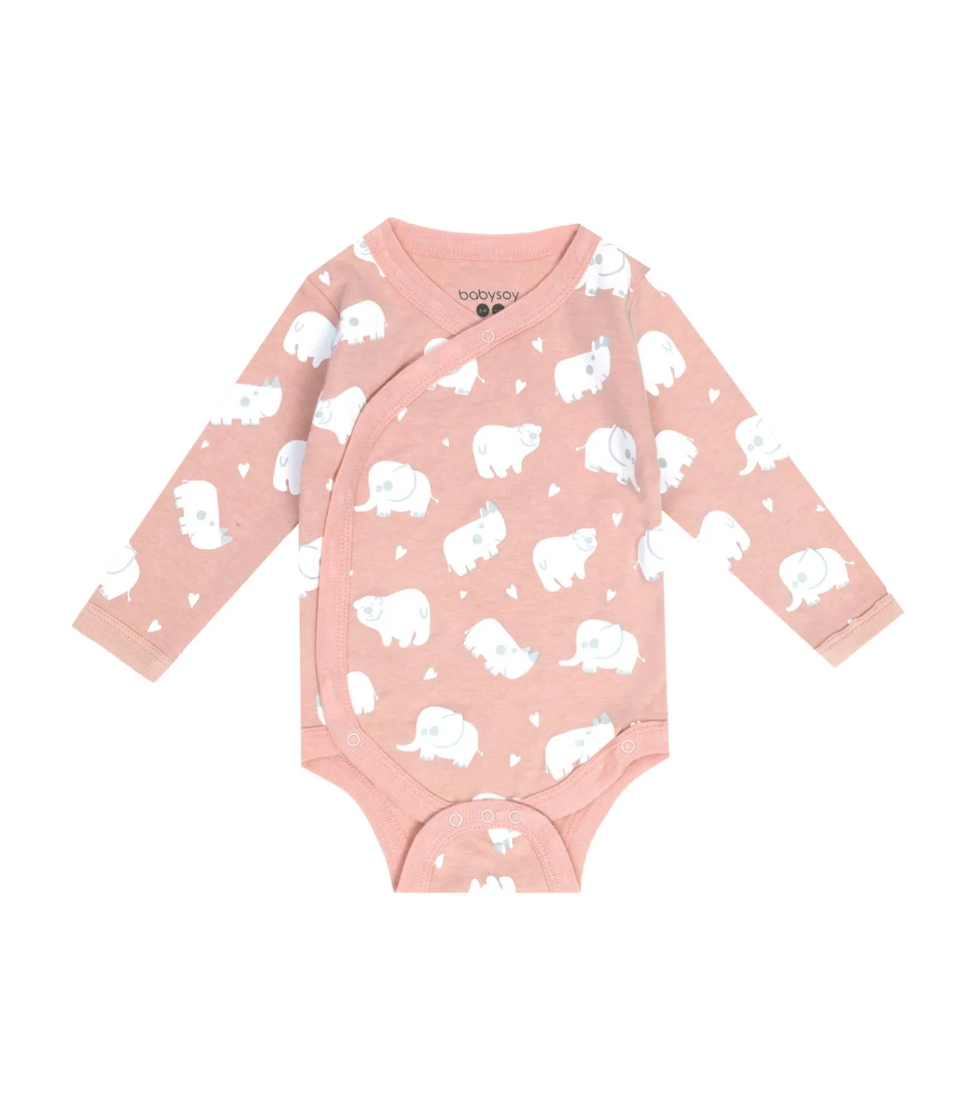 Animal Long Sleeve Kimono Bodysuit - Peony