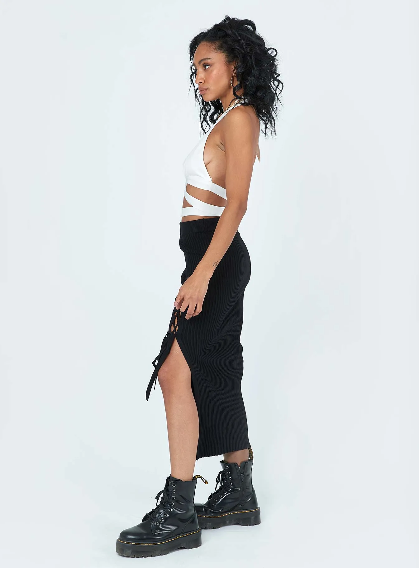 Ariel Knit Midi Skirt Black