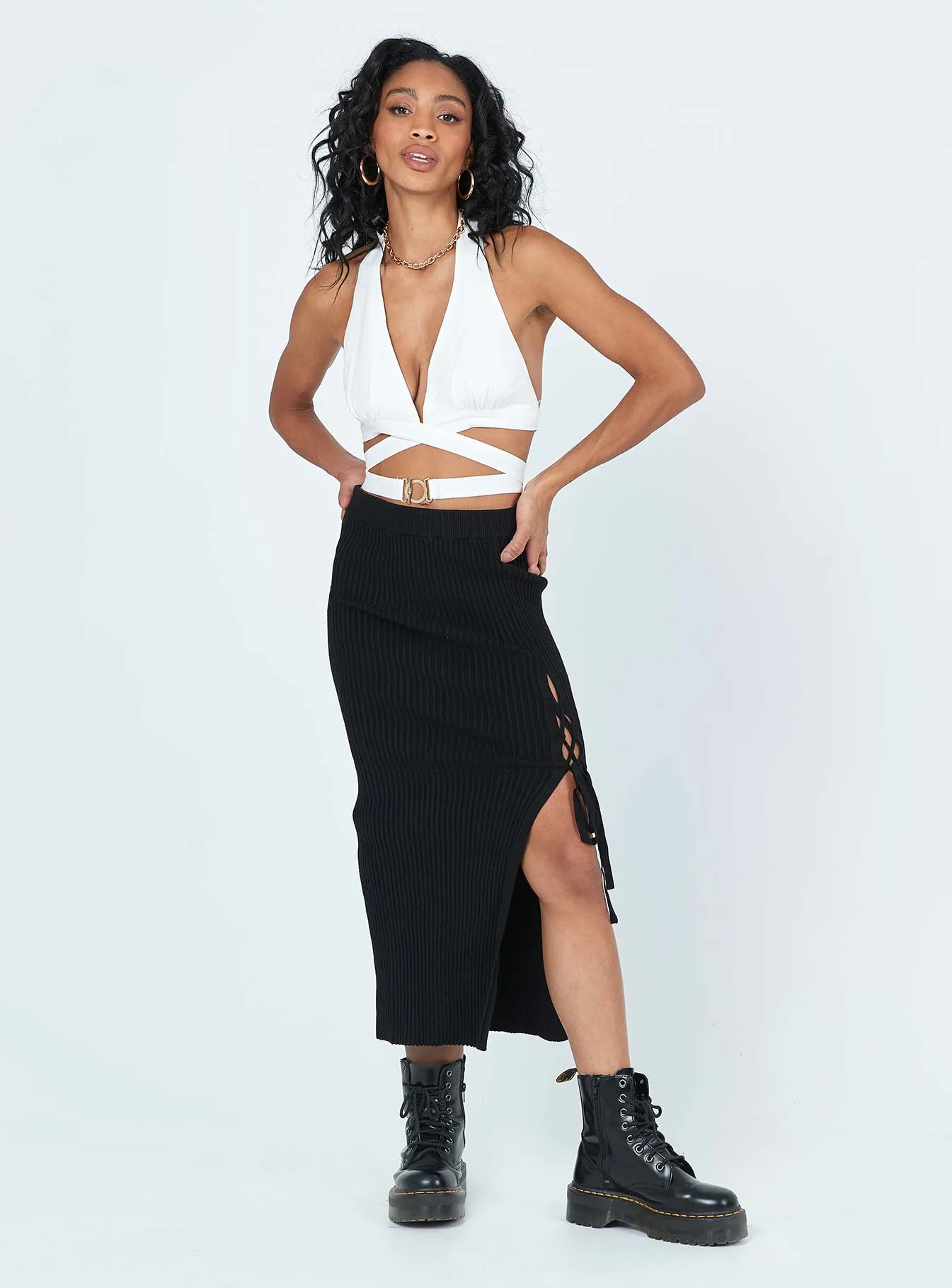 Ariel Knit Midi Skirt Black