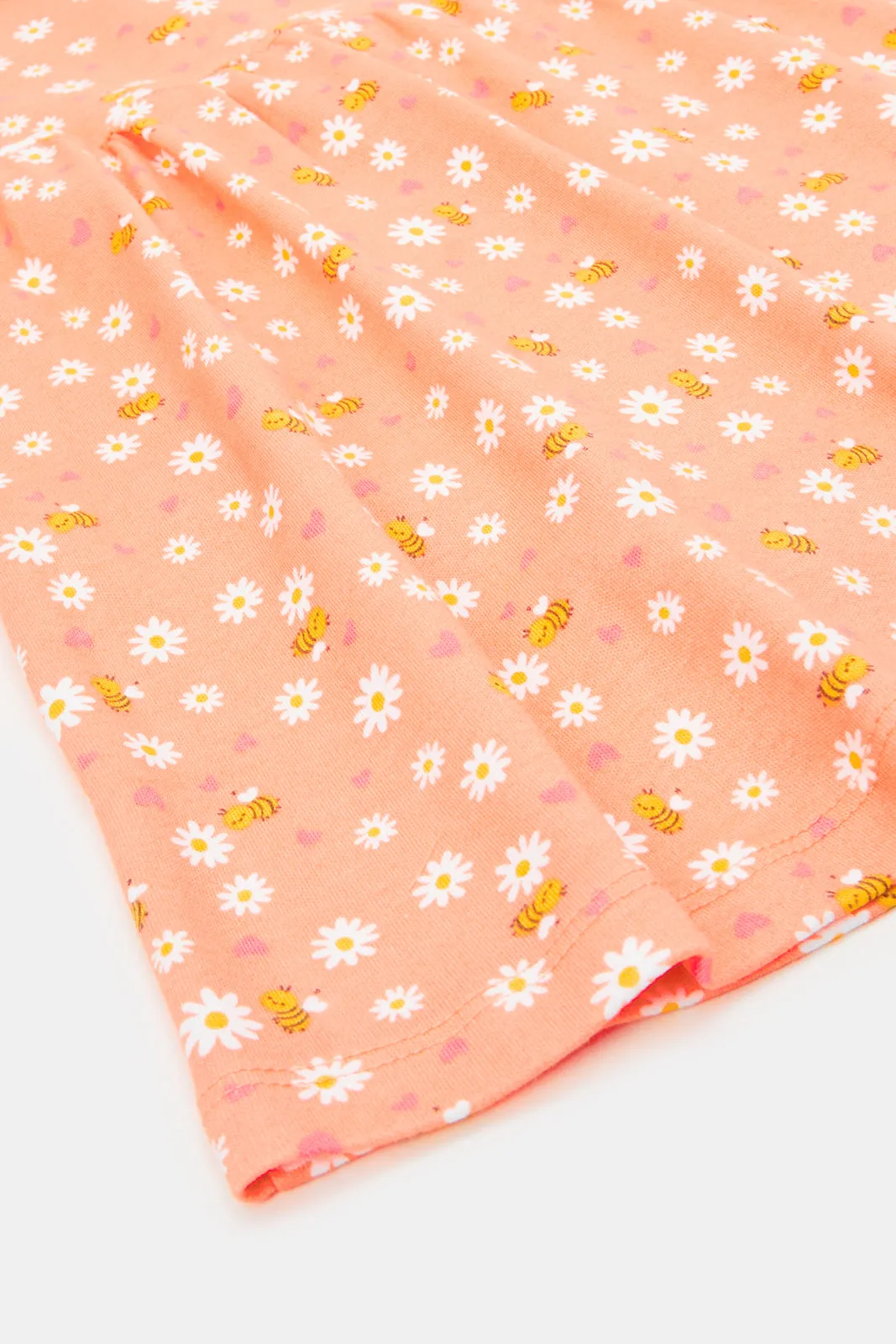 Baby Orange Printed Bodysuit Dress