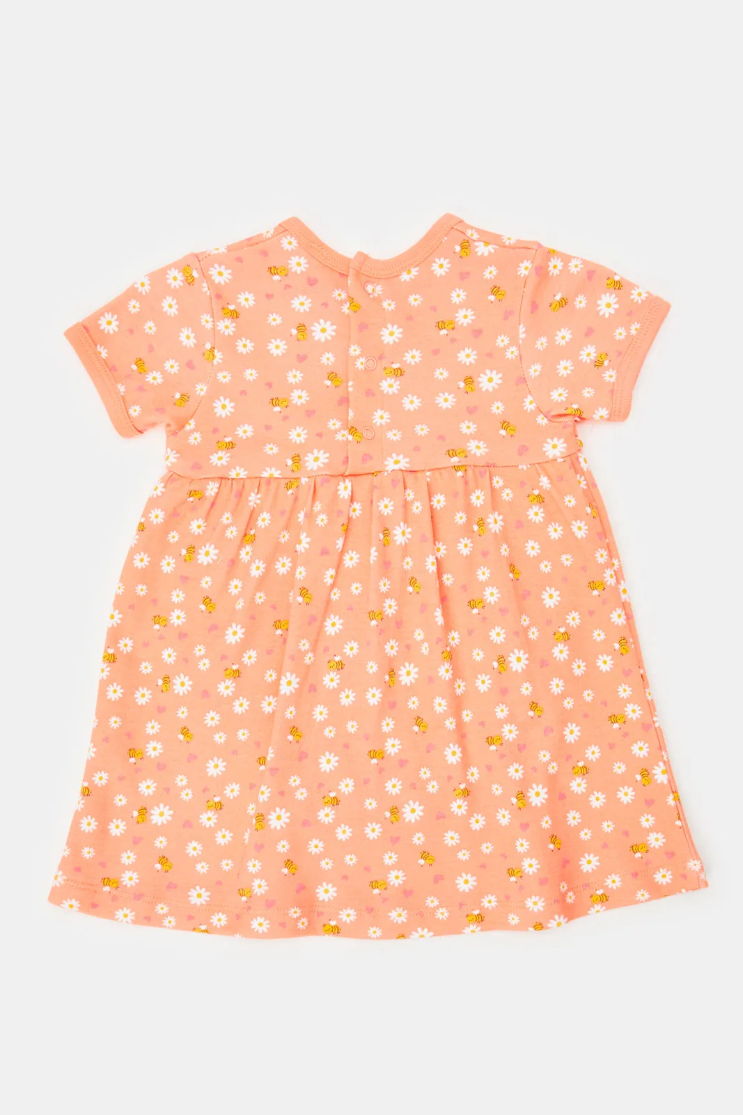 Baby Orange Printed Bodysuit Dress