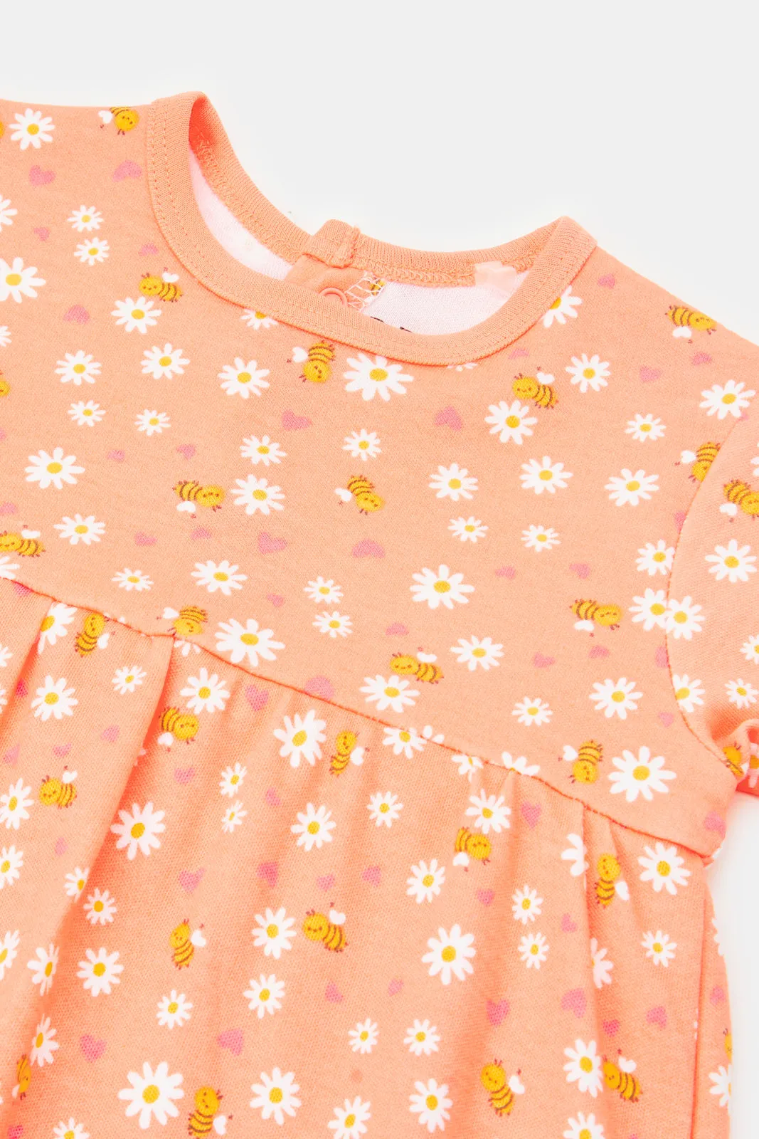Baby Orange Printed Bodysuit Dress