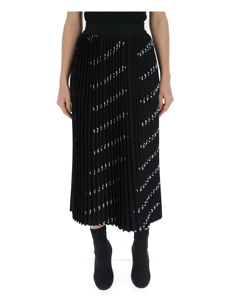 Balenciaga Logo Pleated Skirt
