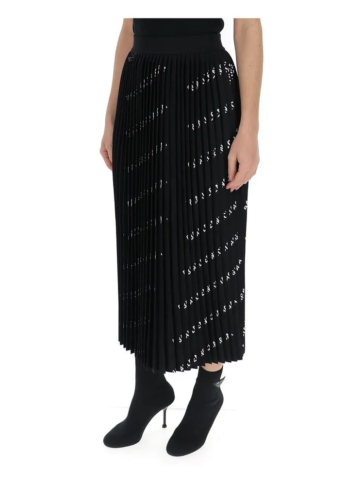 Balenciaga Logo Pleated Skirt