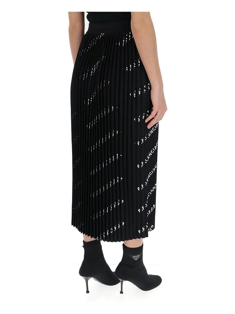 Balenciaga Logo Pleated Skirt