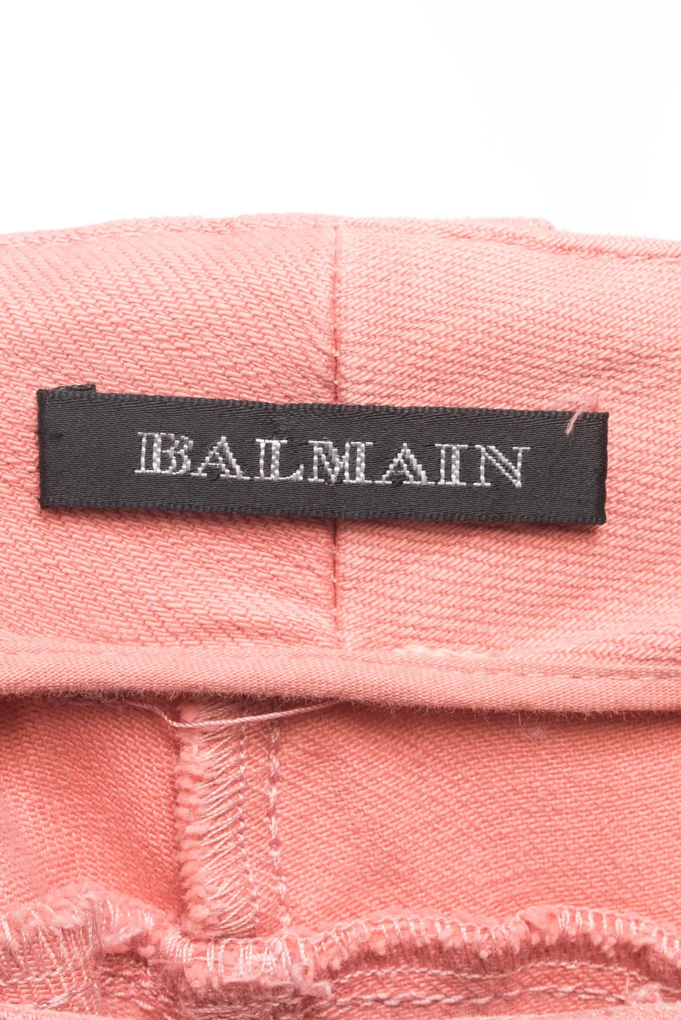 Balmain Pink biker Denim Skinny Low Rise Motorcycle Jeans - 38