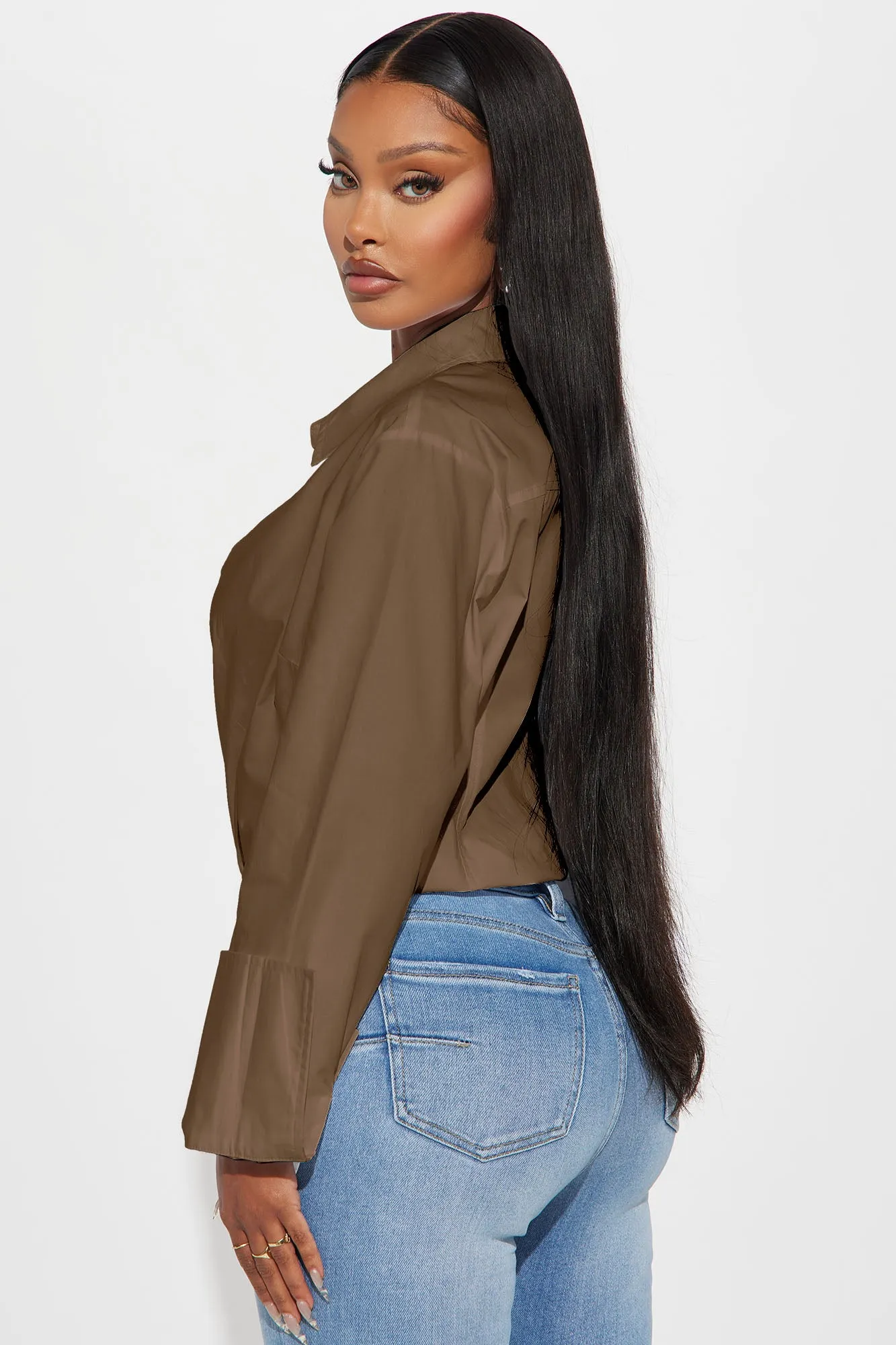 Big Boss Poplin Bodysuit - Chocolate