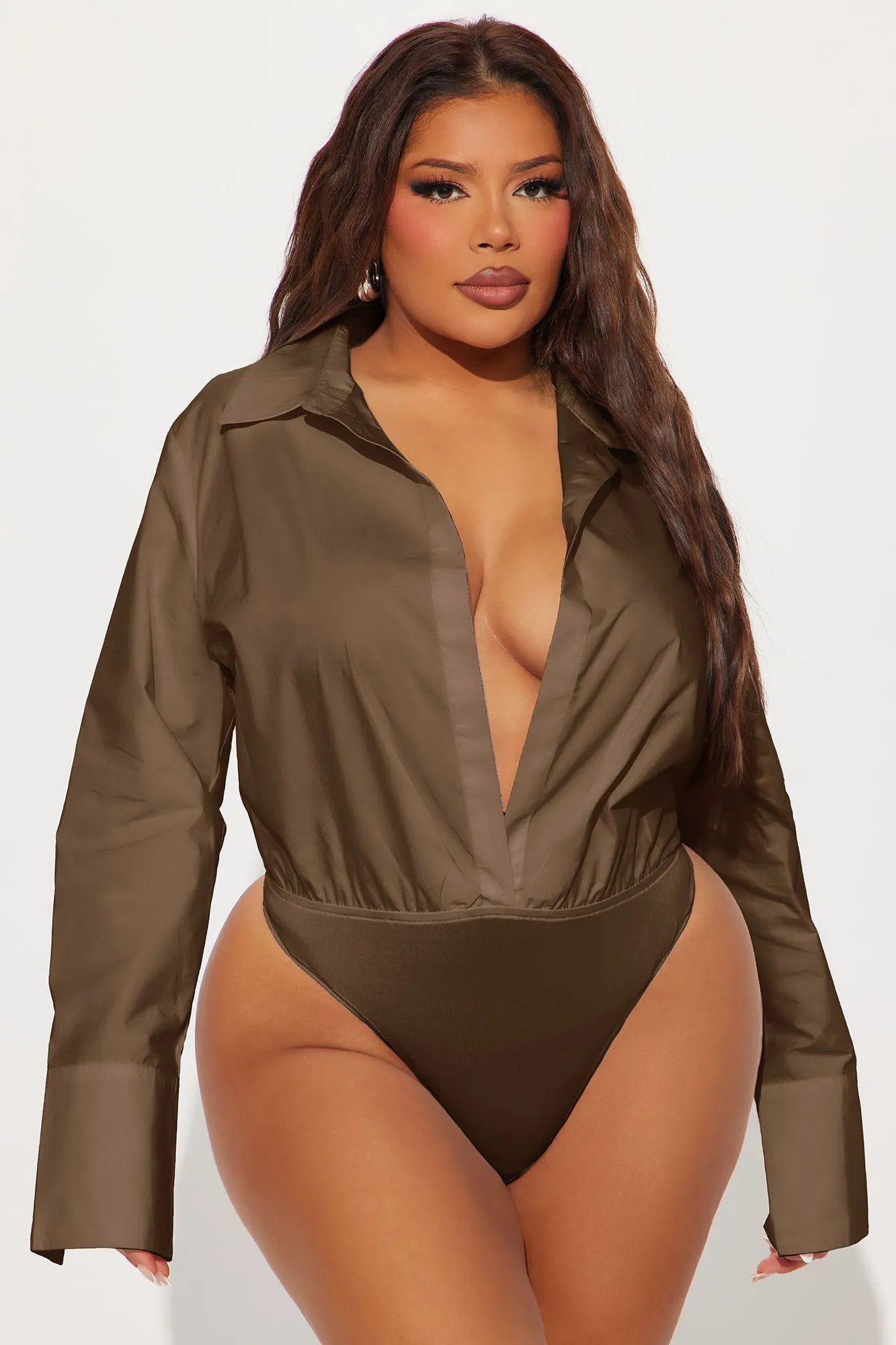 Big Boss Poplin Bodysuit - Chocolate