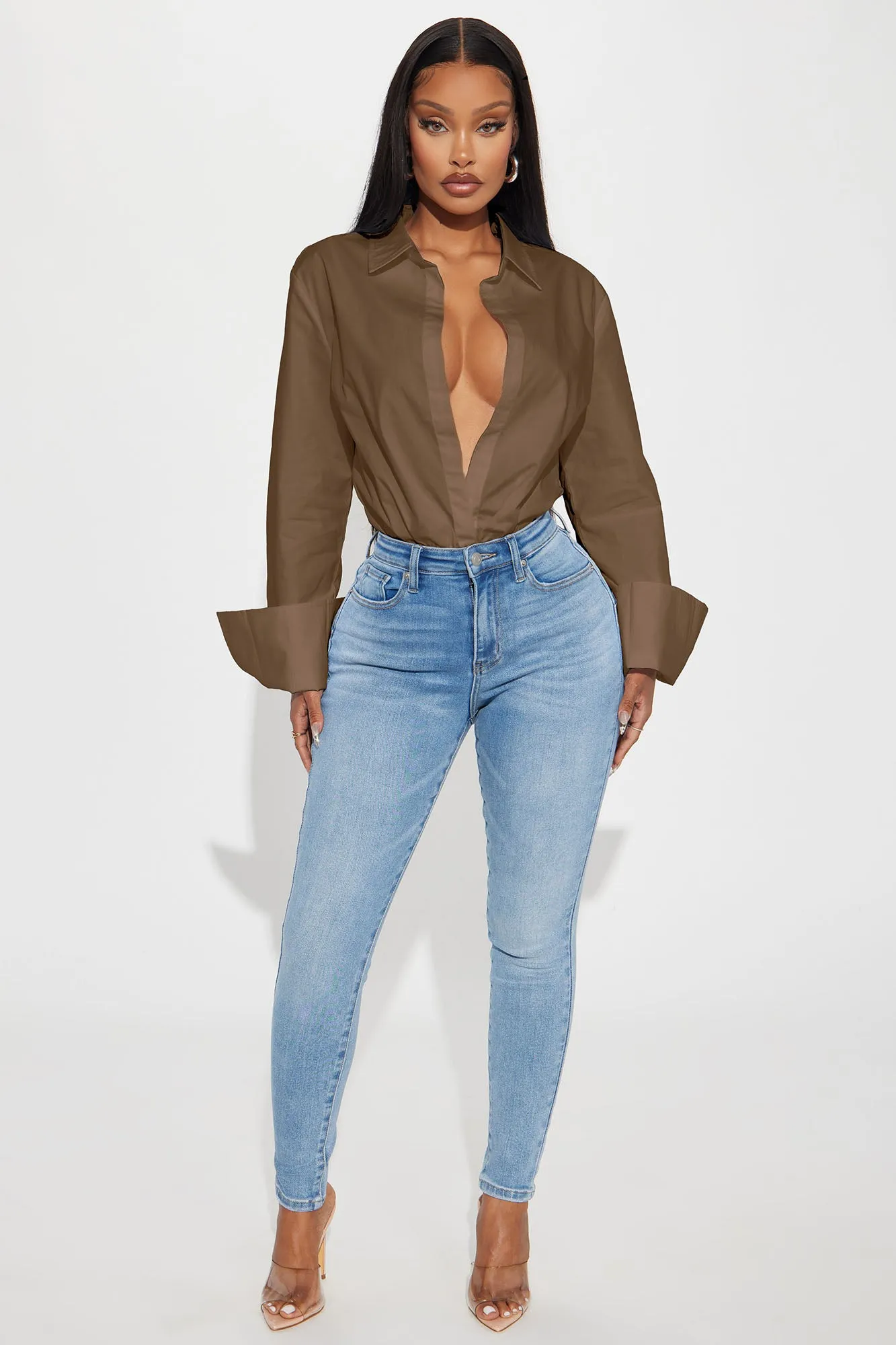 Big Boss Poplin Bodysuit - Chocolate