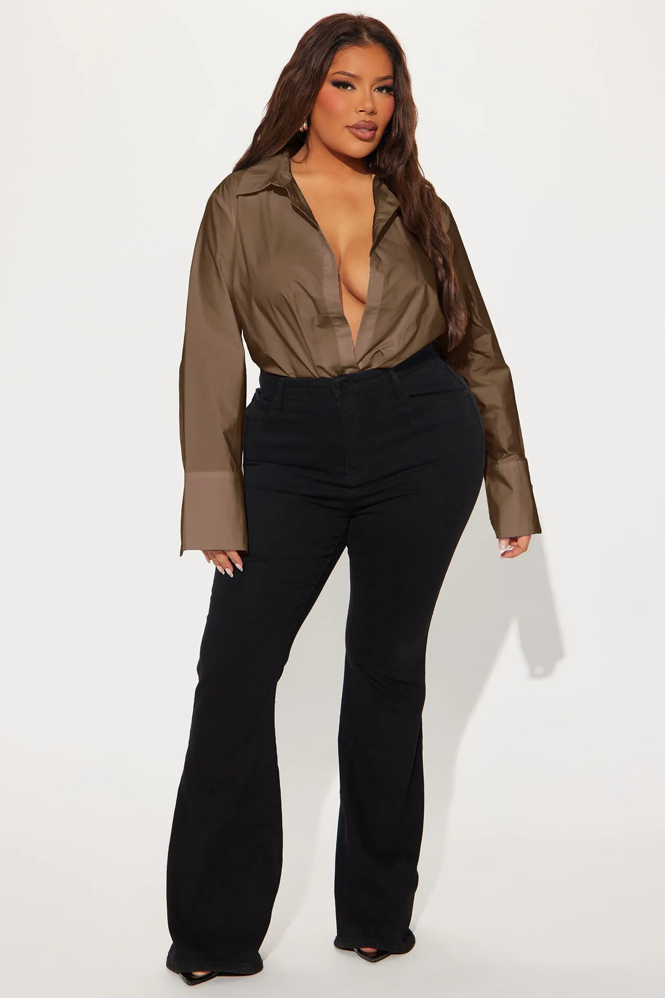 Big Boss Poplin Bodysuit - Chocolate