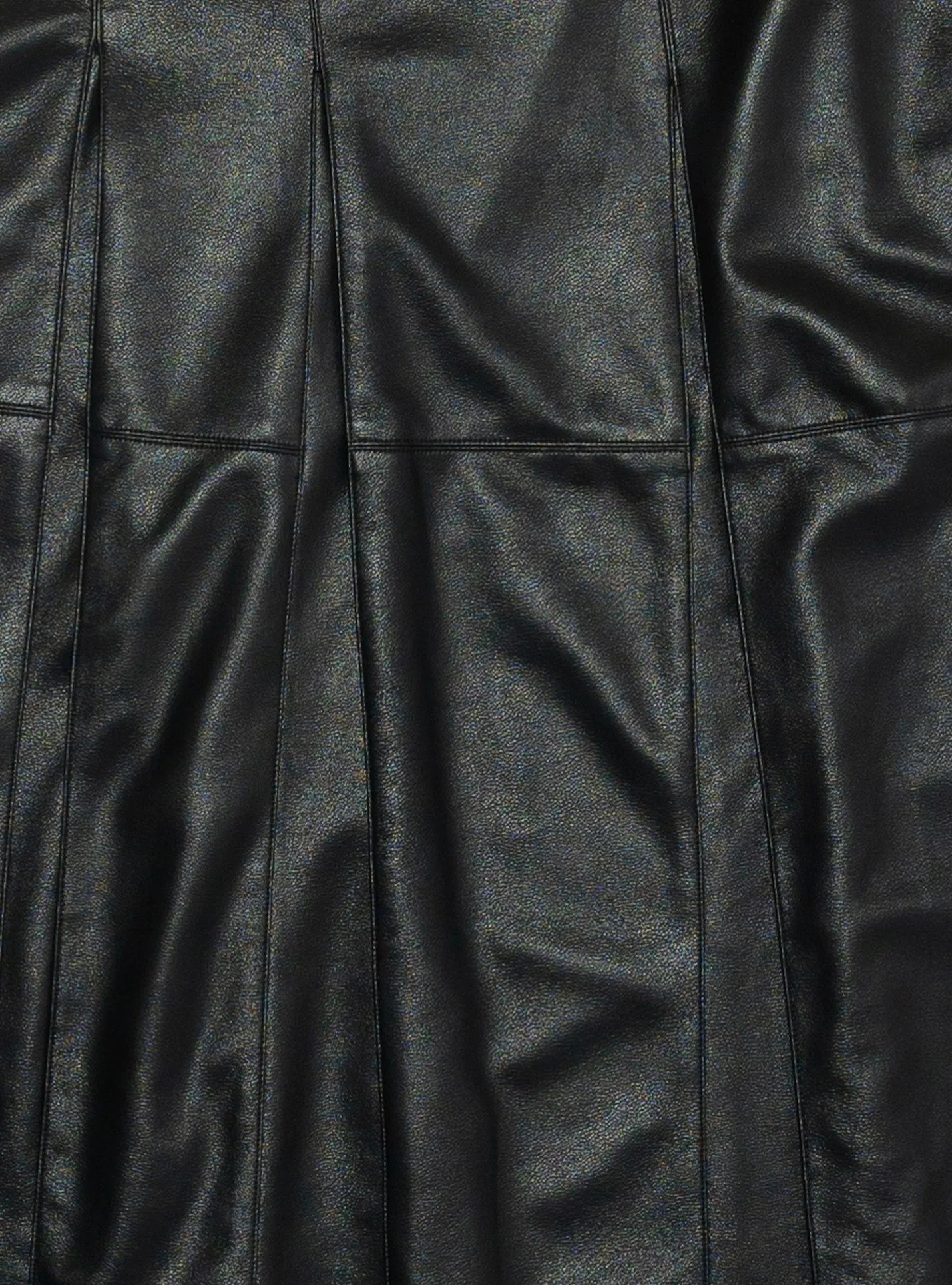 Black Vegan Leather Pleat Midi Skirt