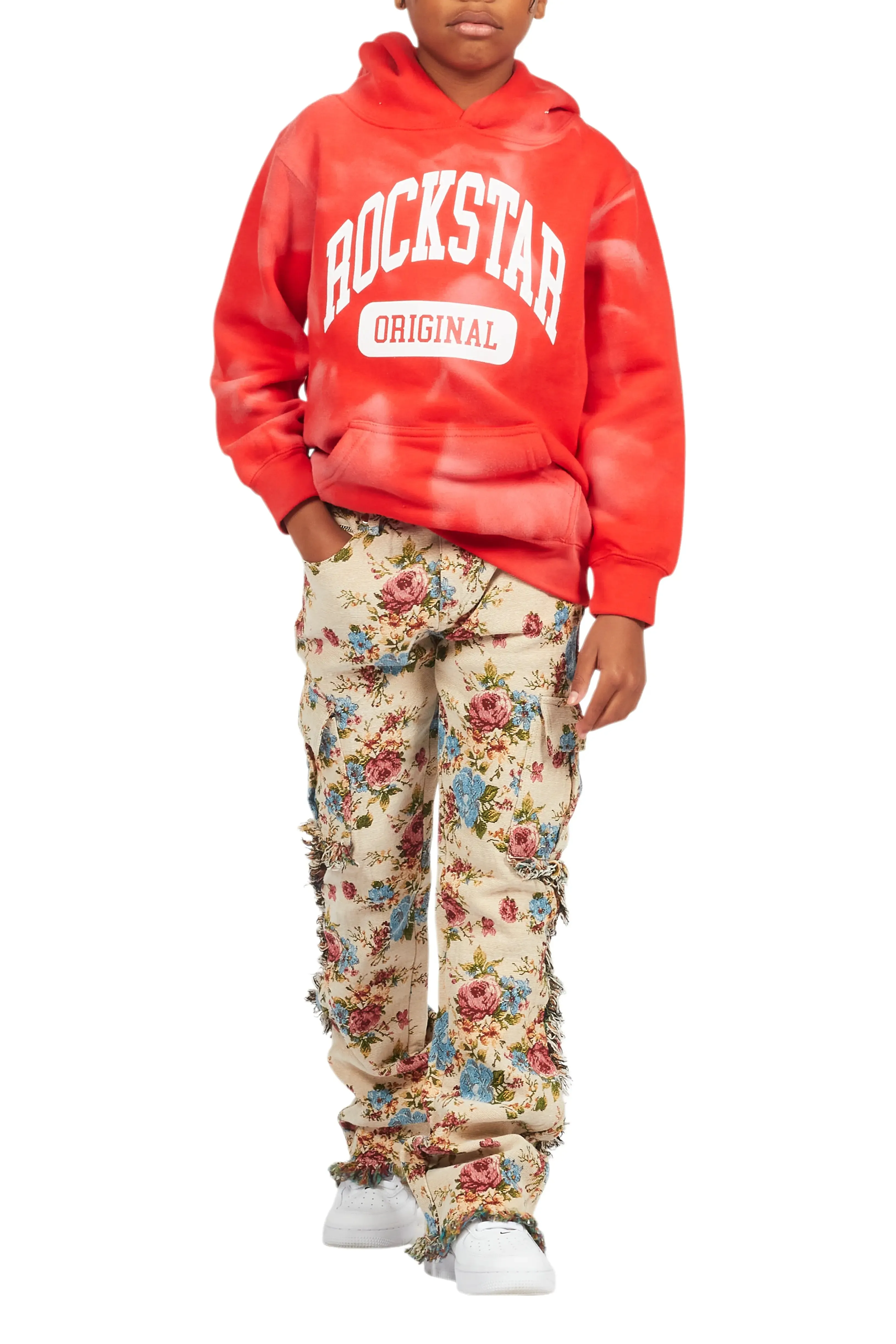 Boys Rhodes Beige/Multi Slim Flare Pants