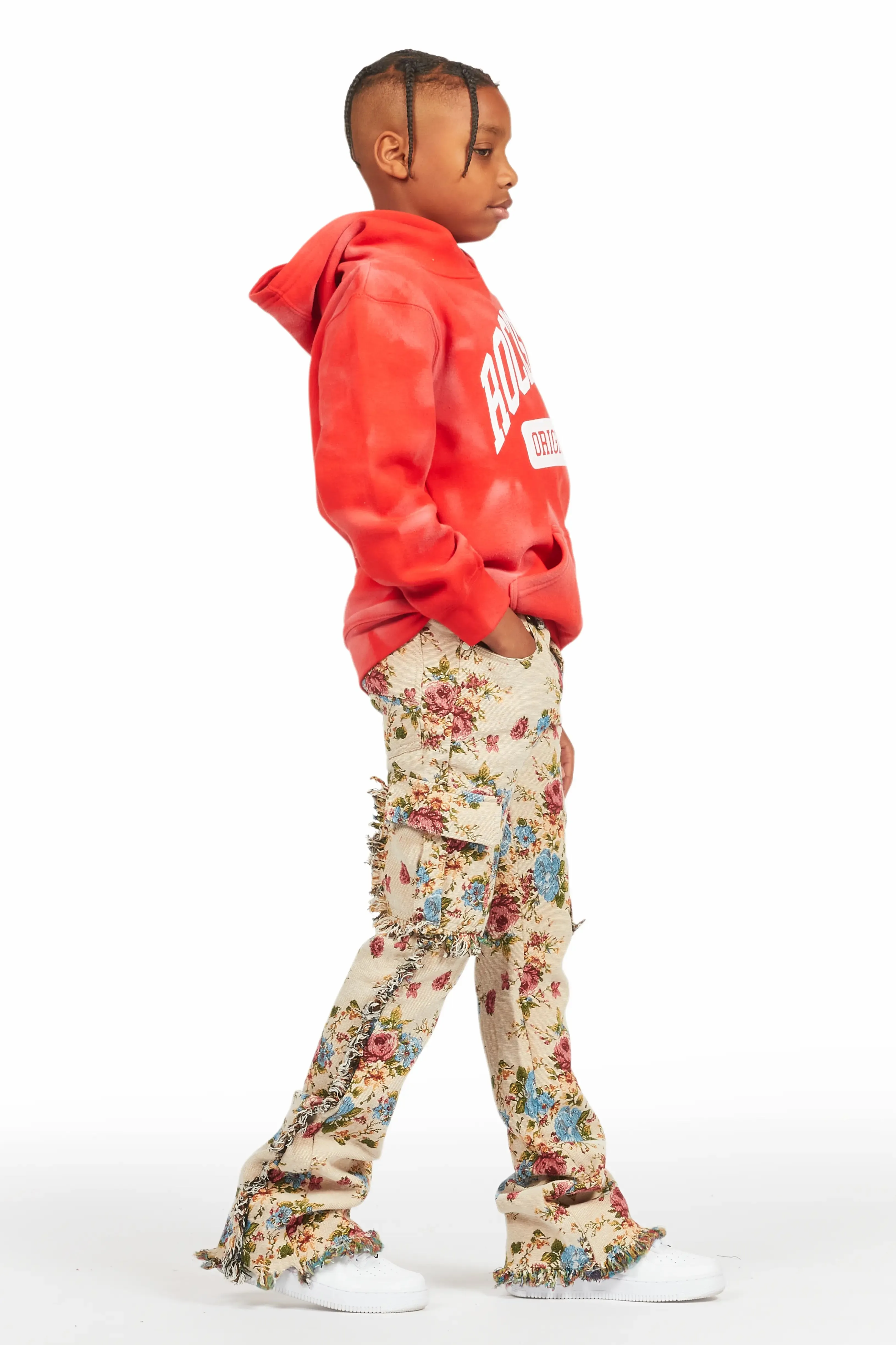 Boys Rhodes Beige/Multi Slim Flare Pants