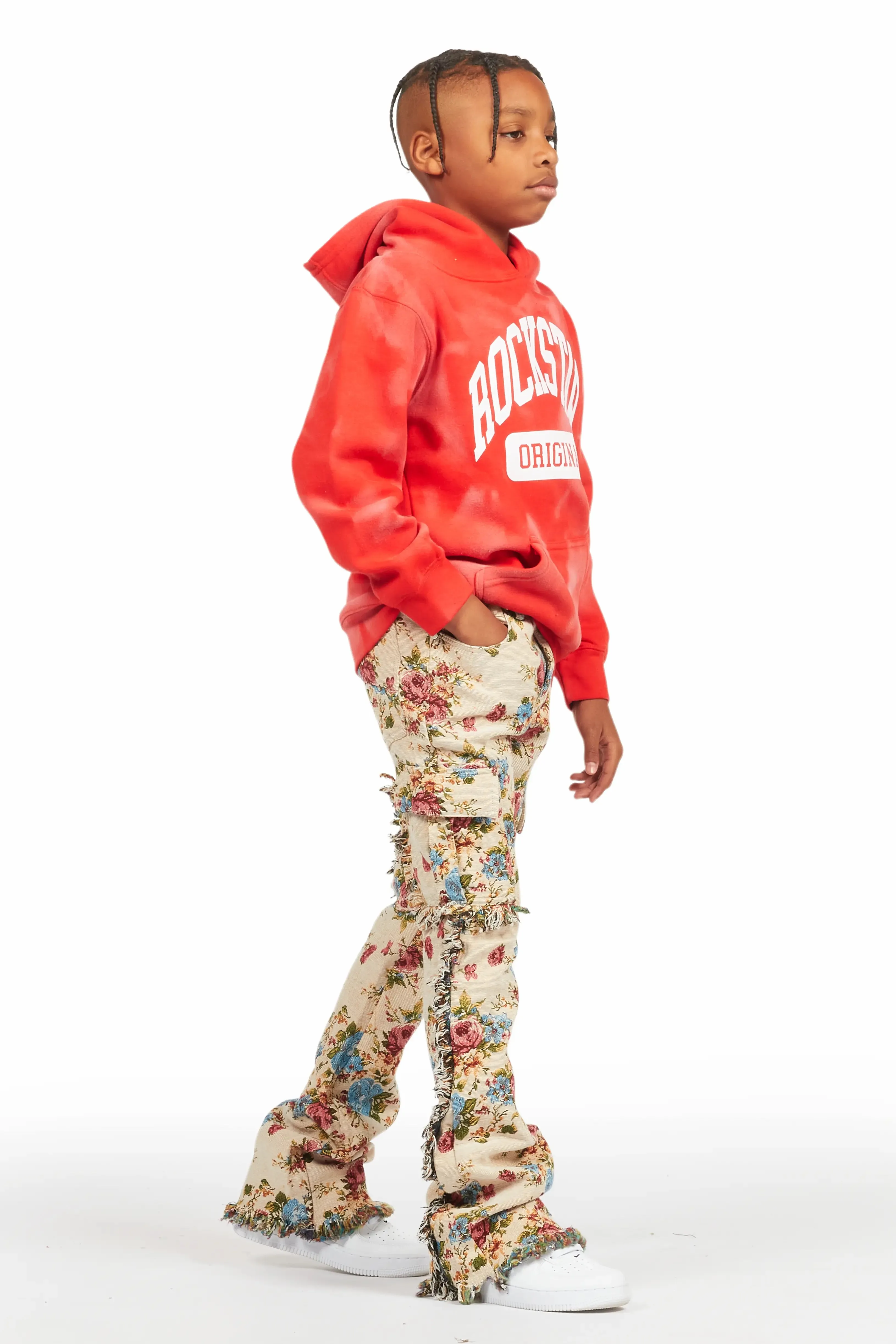 Boys Rhodes Beige/Multi Slim Flare Pants