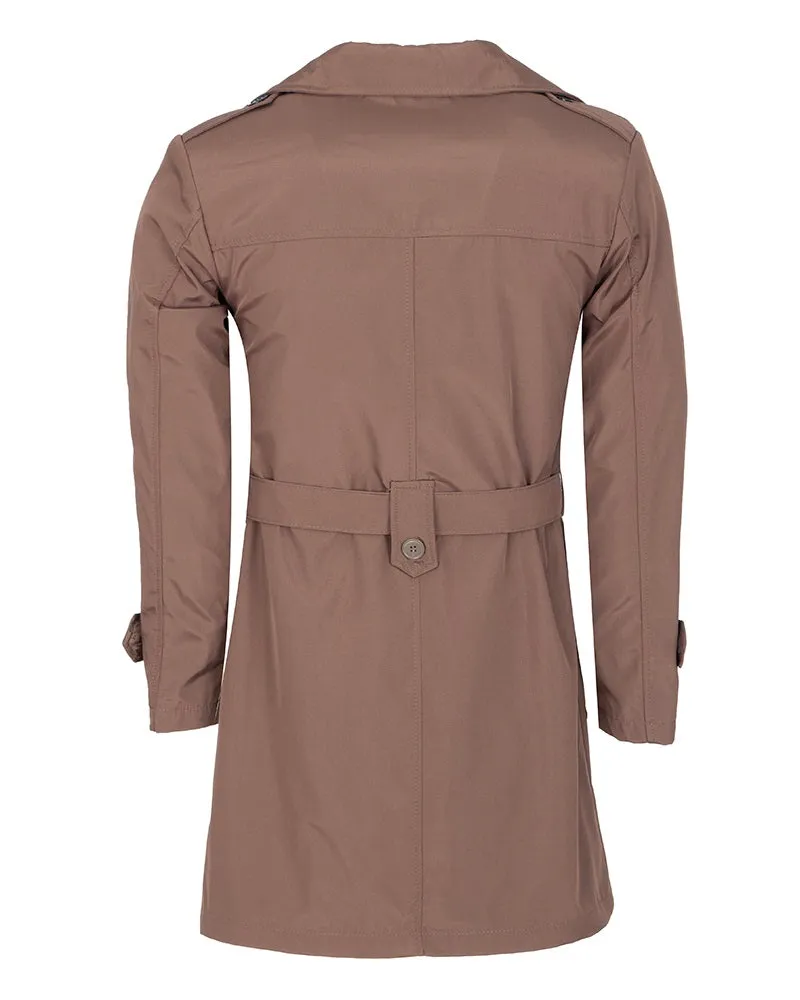 Brown Double Breasted Men`s Trench Coat