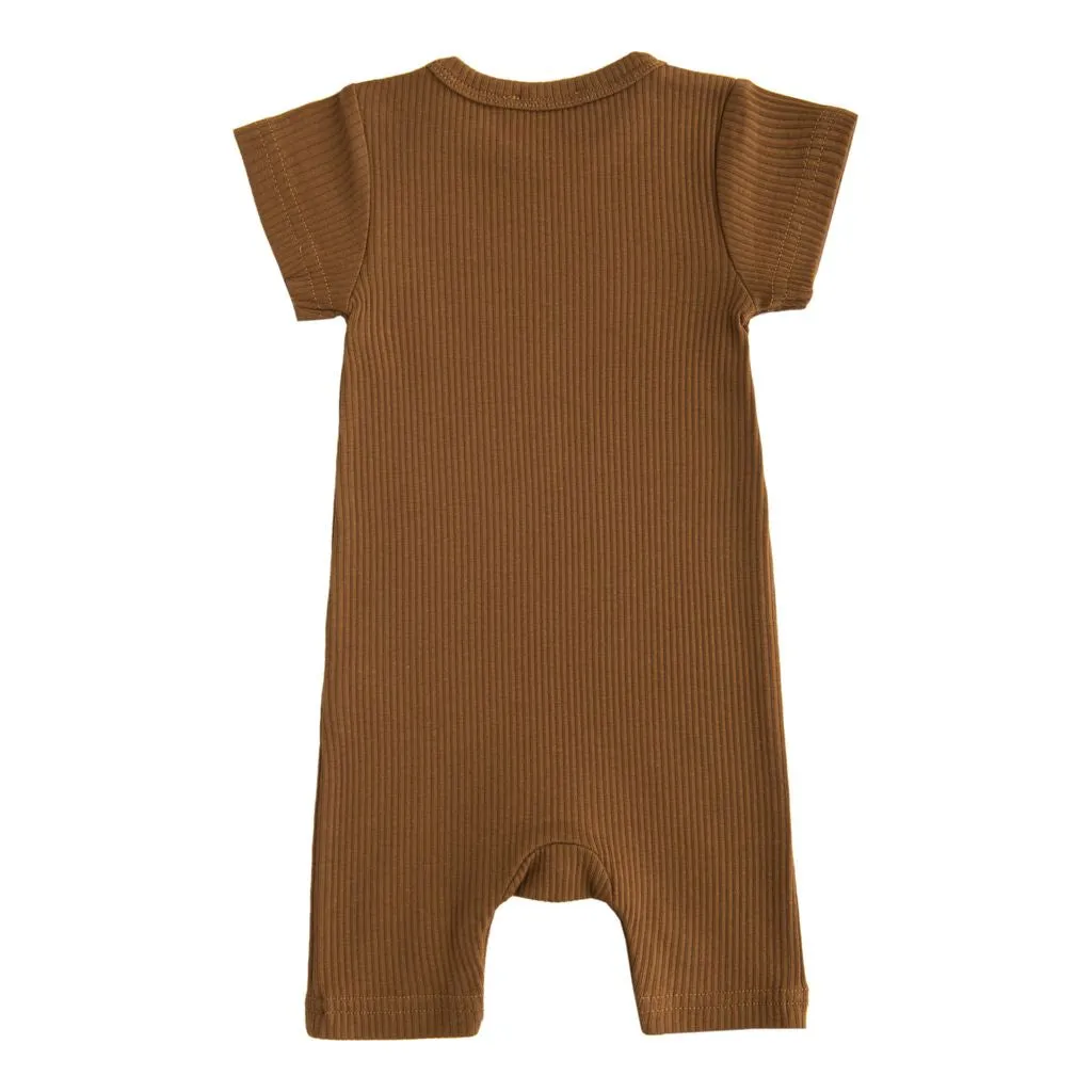 Brown Short Sleeved Modal Romper