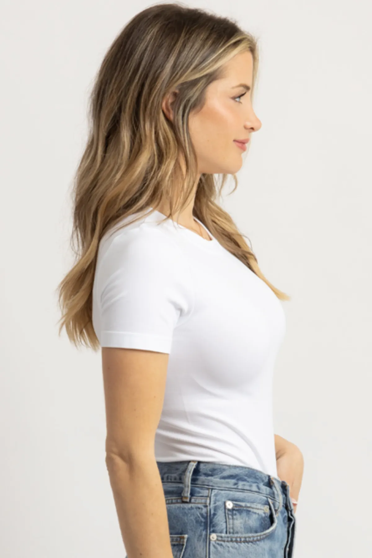 CAPSULE WHITE SMOOTH TEE BODYSUIT *BACK IN STOCK*