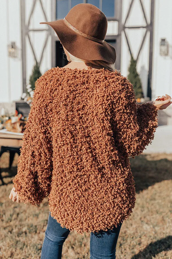Chic Peek Popcorn Knit Light Weight Jacket In Rust