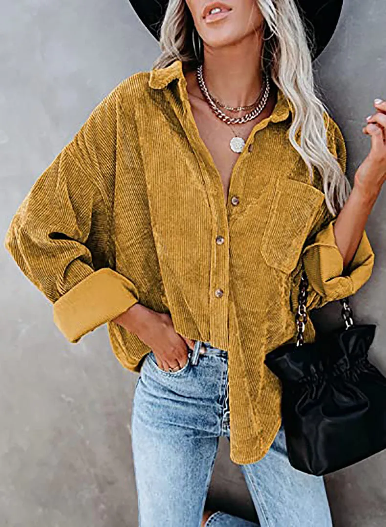 Corduroy Shacket Shirt Jacket Women