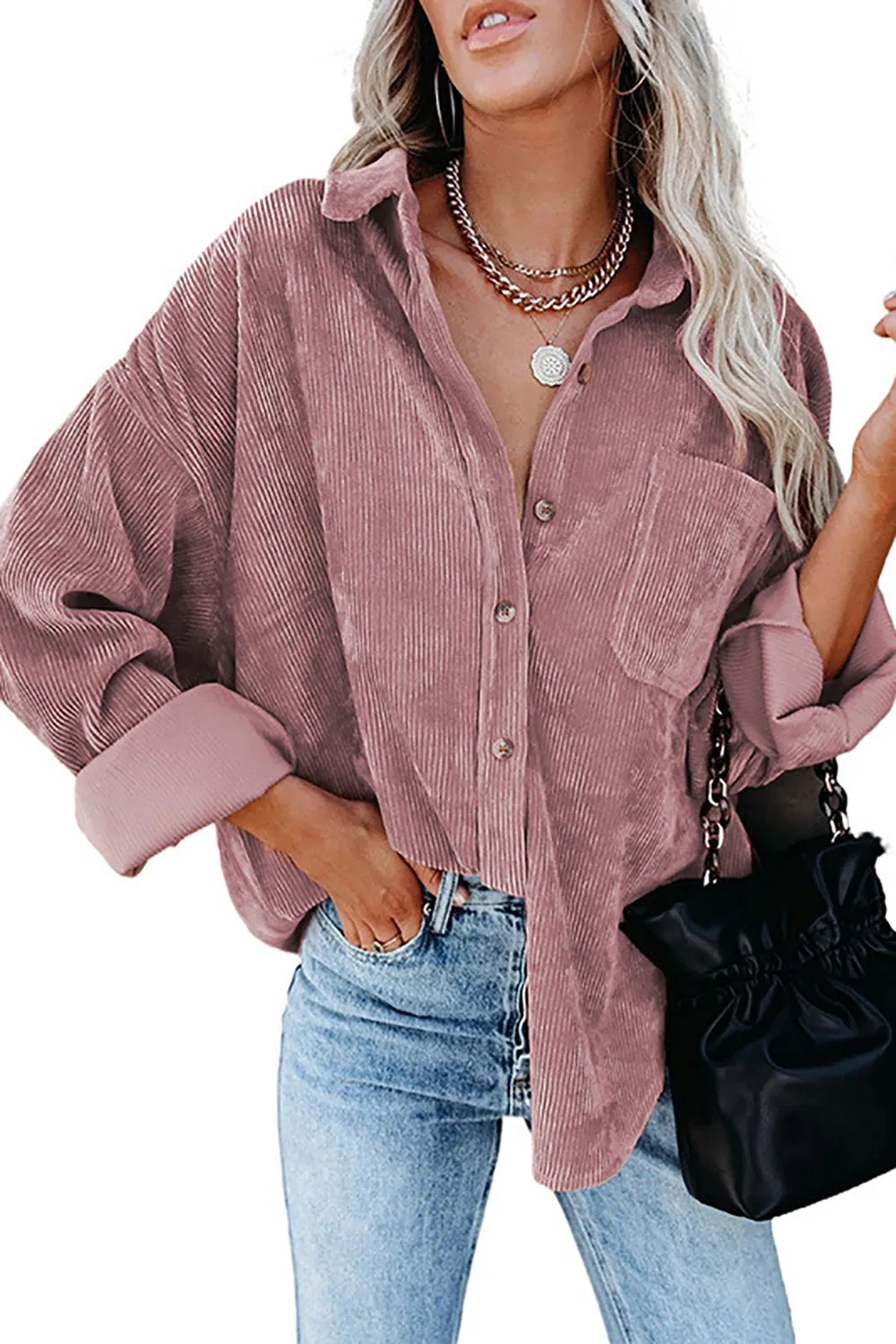 Corduroy Shacket Shirt Jacket Women