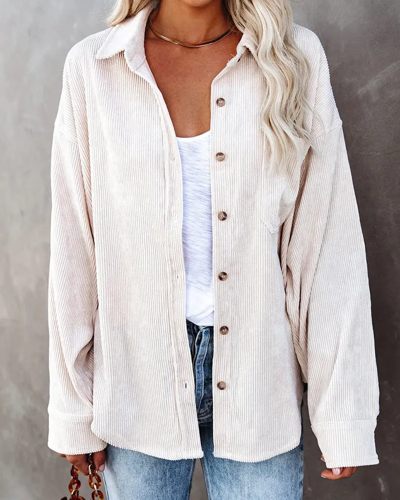 Corduroy Shacket Shirt Jacket Women