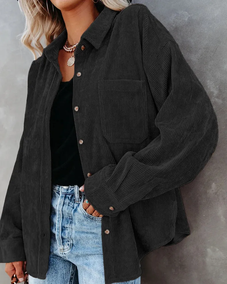 Corduroy Shacket Shirt Jacket Women