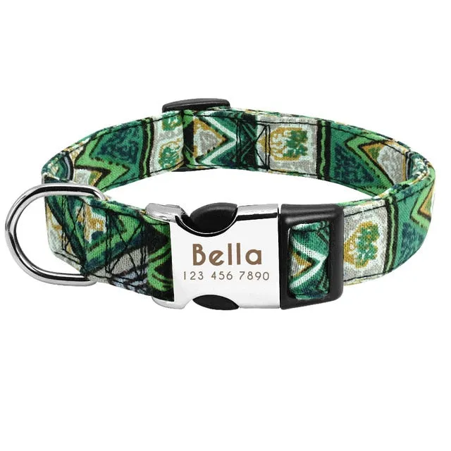 Custom Dog Collar Personalized Nylon Pet Dog Tag Collar Adjustable Engraved Puppy Cat Nameplate ID Collars For Small Large Dogs