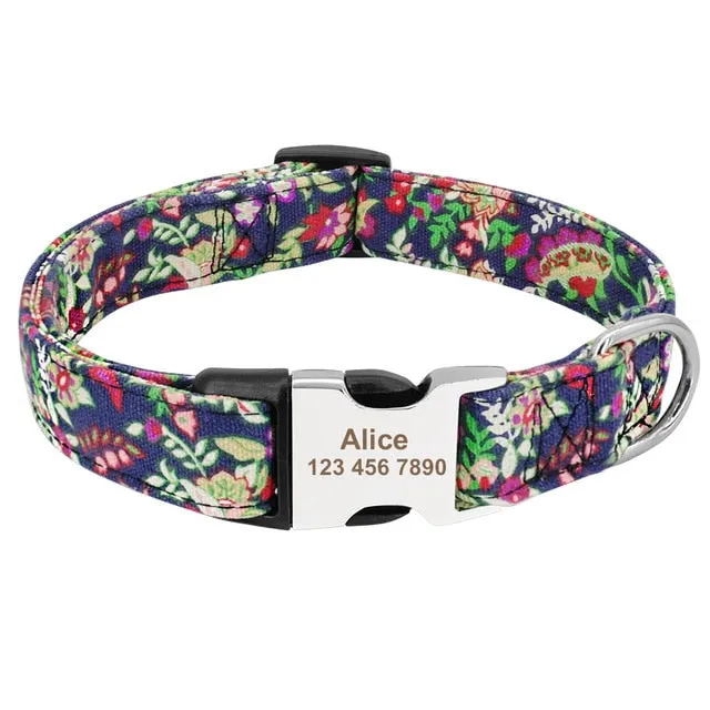 Custom Dog Collar Personalized Nylon Pet Dog Tag Collar Adjustable Engraved Puppy Cat Nameplate ID Collars For Small Large Dogs
