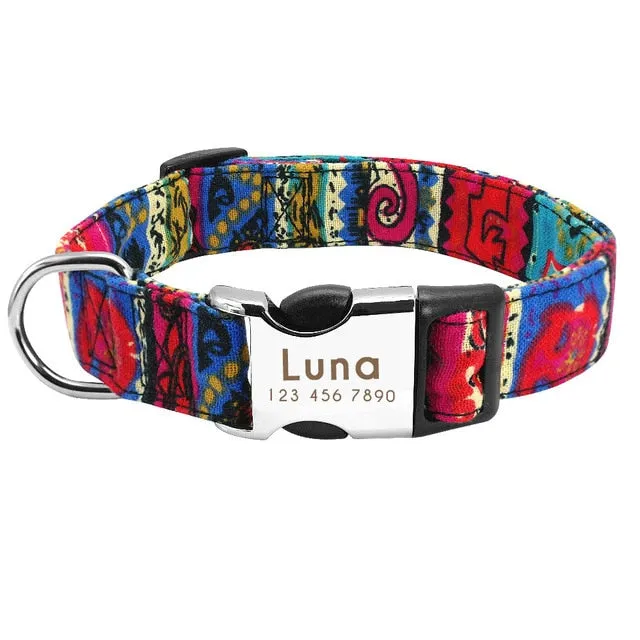 Custom Dog Collar Personalized Nylon Pet Dog Tag Collar Adjustable Engraved Puppy Cat Nameplate ID Collars For Small Large Dogs