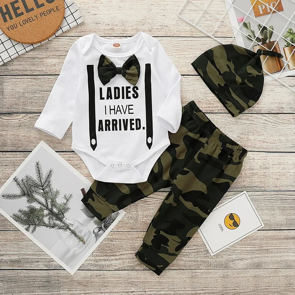 Cute 3 PCS Set Newborn Baby Boy Clothes