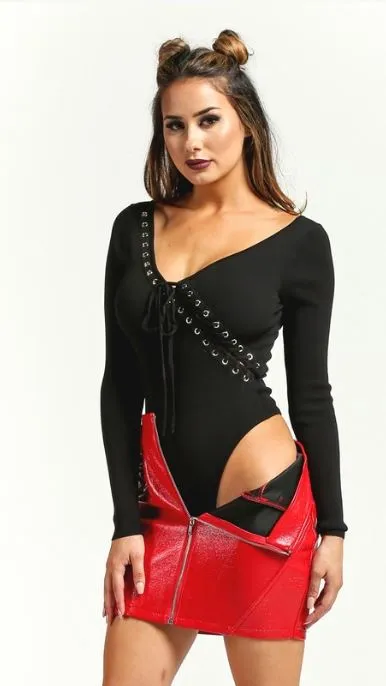 Diagonal Lace Up Bodysuit