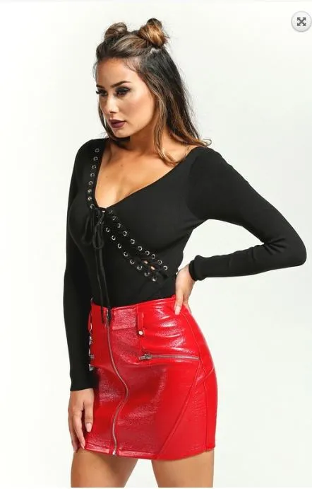 Diagonal Lace Up Bodysuit