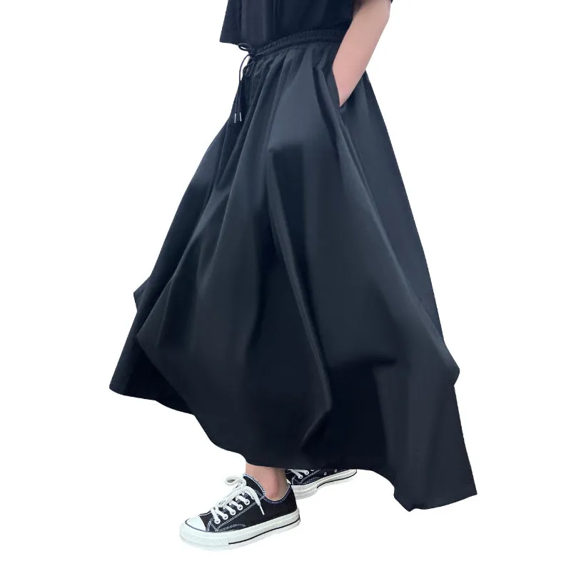 Drawstring Pocket Irregular Culottes