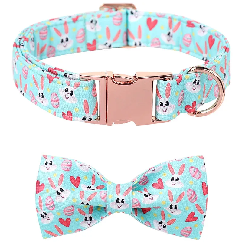 Easter Egg Dog Collar with Bow Tie for All Sizes