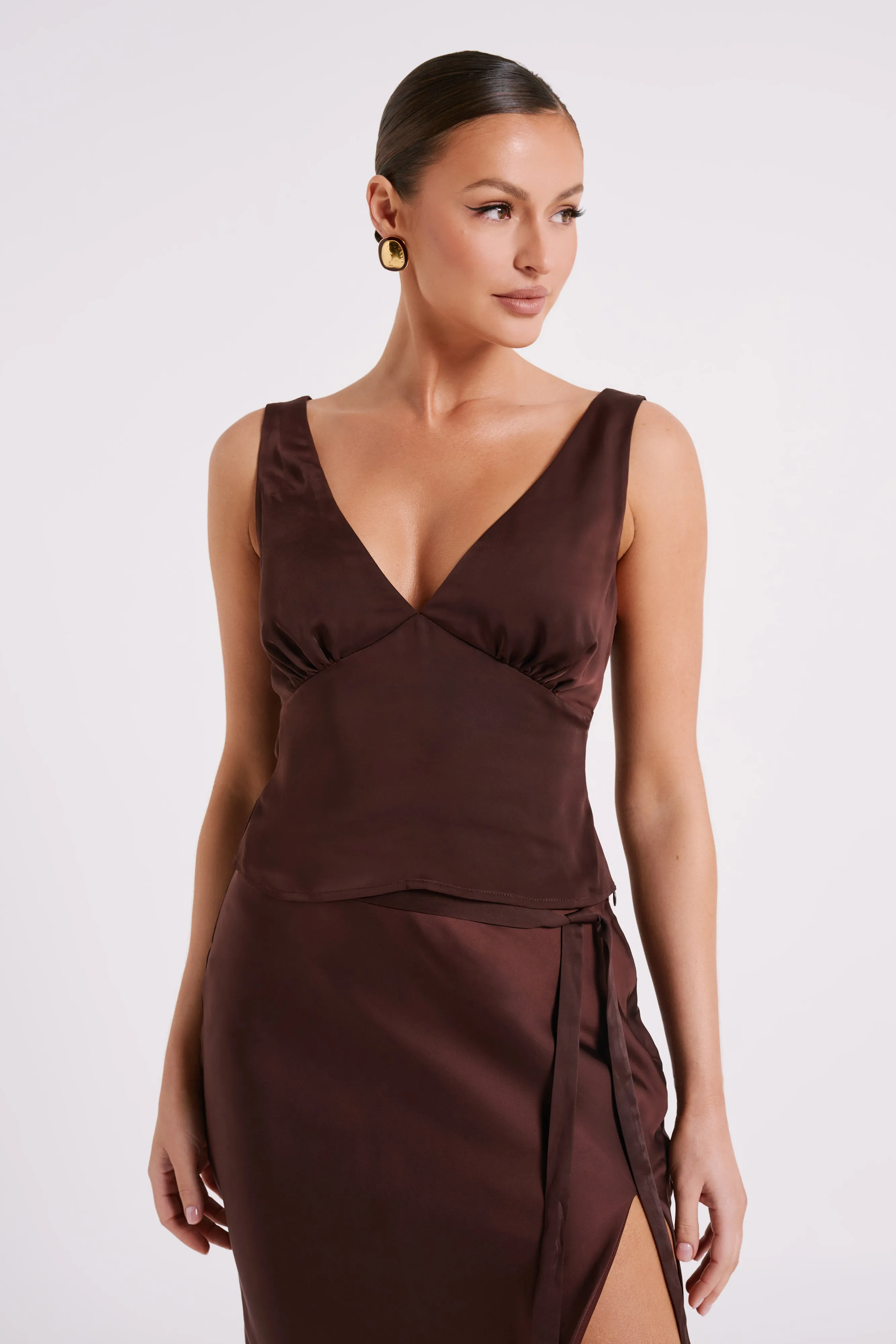 Edie Satin Top - Dark Chocolate