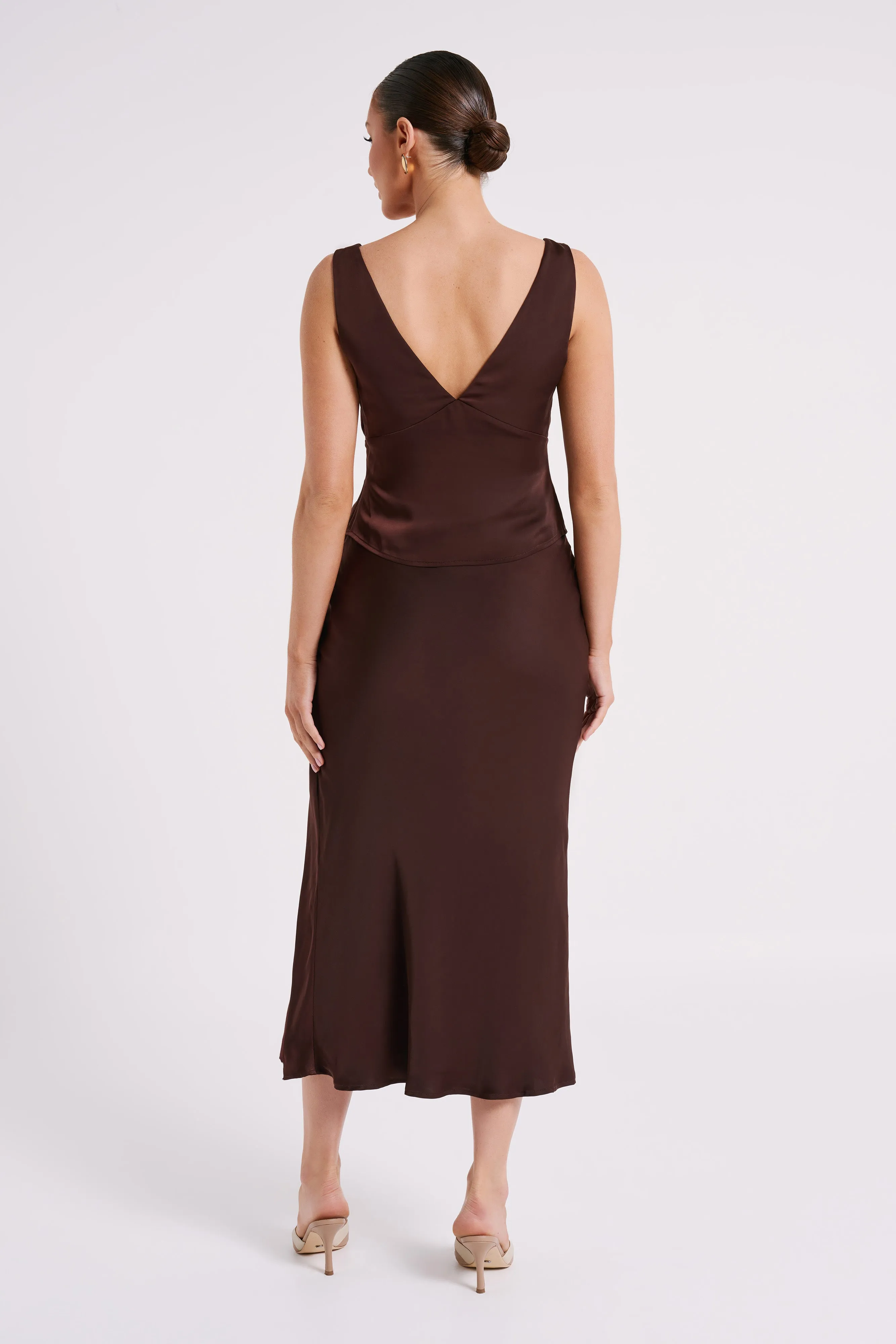 Edie Satin Top - Dark Chocolate