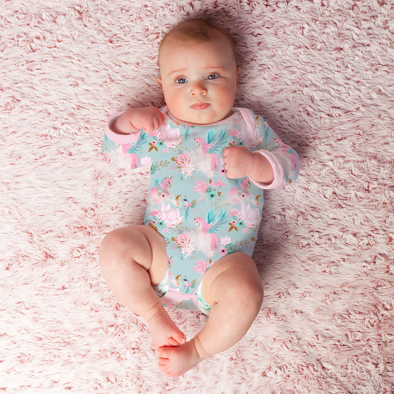 Endanzoo Organic Long Sleeve Bodysuit - Mystical Unicorns