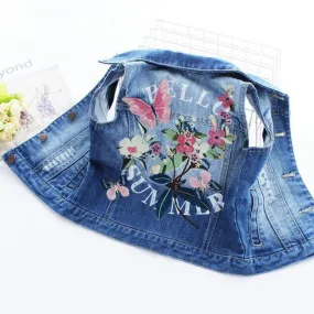 Floral Denim Jacket, 2-10 Yrs